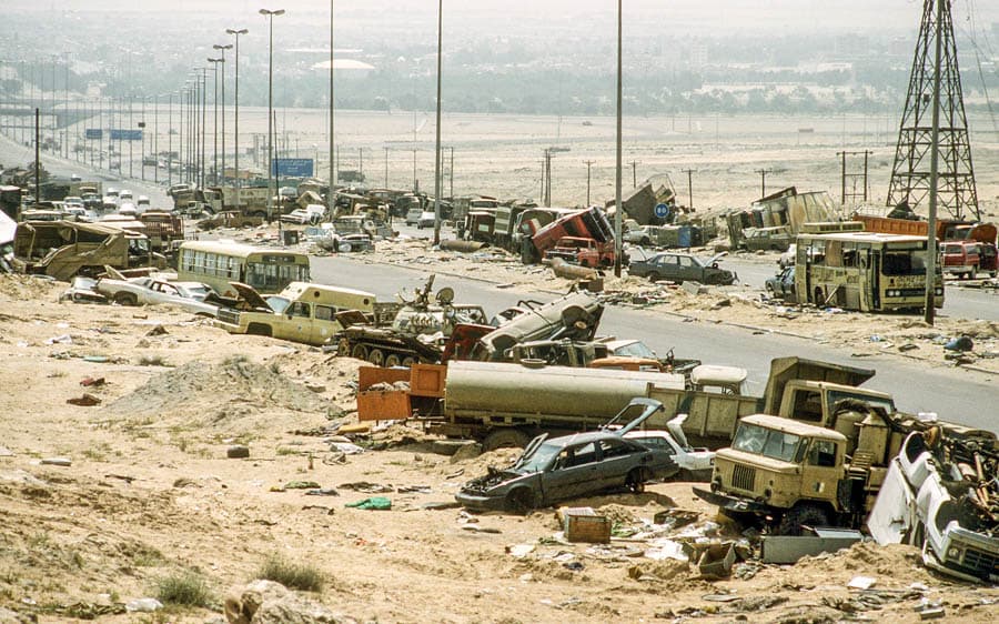 伊拉克軍隊在“沙漠風暴”行動期間從科威特撤退時所走的路線